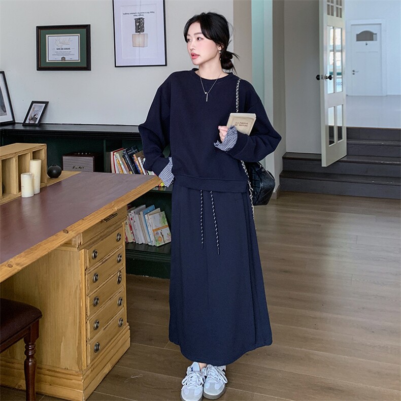 韩系学院风套装女2025秋季新款独特漂亮松弛感卫衣半身裙两件套潮,女装套装/套裙,2C212