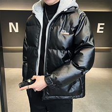 假两件皮棉衣男连帽加厚冬季潮棉服休闲棉袄青年A266-P02-P100，男装棉衣，电商A266