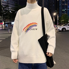 M18064-P45加绒P65半高领毛衣男士大码针织衫男毛线衣男线衫，男装针织衫/毛衣，电商A040