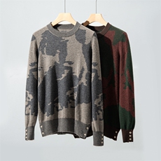 2025年秋季新款百搭男士泼墨12针套头衫，男装针织衫/毛衣，榆莲羊绒