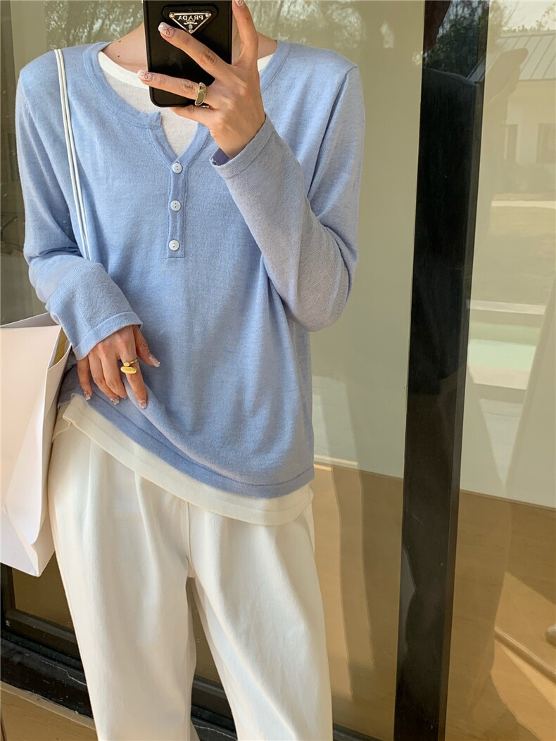 新款简约百搭长袖针织衫女休闲上衣,针织衫/毛衣,伟祺羊绒