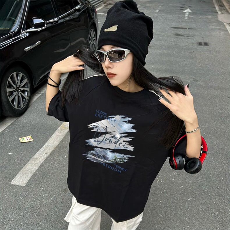 抖音得物高品质二开240克宽松纯棉美式潮牌三条杠织带短袖T恤,男装T恤,电商A486-1