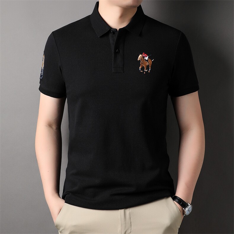 棉翻领polo衫男士短袖t恤夏季新款中年商务半袖体恤宽松上衣,男装T恤,电商B212（原钱塘6029）