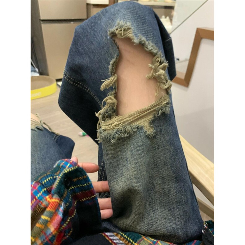【网图】复古蓝破洞牛仔裤男夏季美式高街vibe乞丐裤子LLNZ03-P48,男装牛仔裤,星座1007（原301D）
