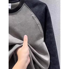 韩版圆领男士卫衣加绒加厚撞色设计感休闲衣服青年扎染上衣轻奢风，男装卫衣，星座601-1