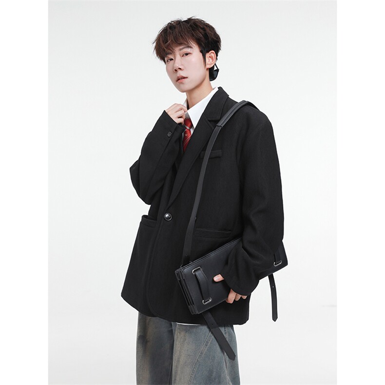 肌理感休闲西装外套男秋季高级感平驳领宽松西服B289-X8203-特90,男装西服套装,电商B289