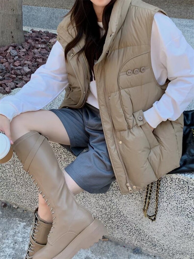 羽绒马甲女2022秋冬新款加厚保暖连帽马夹外穿坎肩，女装马甲，川哲