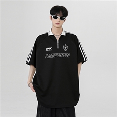 撞色拼接短袖潮牌痞帅t恤cleanfit高级感休闲运动Polo衫T906-P38，男装T恤，电商C307