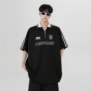 撞色拼接短袖潮牌痞帅t恤cleanfit高级感休闲运动Polo衫T906-P38图片