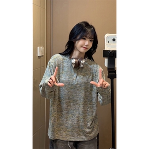 宽松慵懒垂感内搭打底衫复古美式风肌理感上衣HY901TP38控68图片