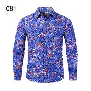1611B-合集2-P25 2021新款四季有货长袖大码衬衫欧美宽松印花衬衫图片
