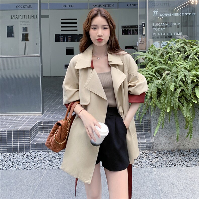 撞色设计工装风衣外套女春秋2025新款流行小众设计感收腰夹克爆款,女装风衣,2C118