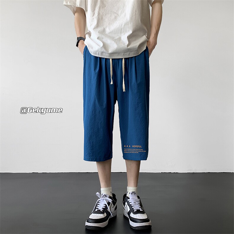 冰丝七分裤男大码速干短裤男五分裤黑地板风格QK72386-P25,男装休闲裤,电商A040