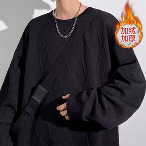 圆领卫衣男士冬季加绒加厚大码外套男生春秋款宽松上衣服 Y228图片