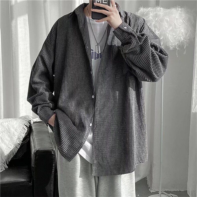 灯芯绒衬衫男长袖春秋港风日系潮流衬衣C8026P40，男装衬衫，星座1116-2