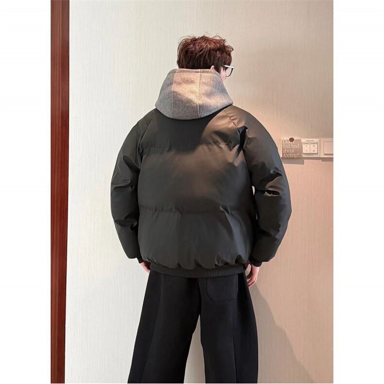 网图慎用特批85假两件冬季连帽PU皮加厚棉服宽松保暖百搭MY3560,男装棉衣,电商A128