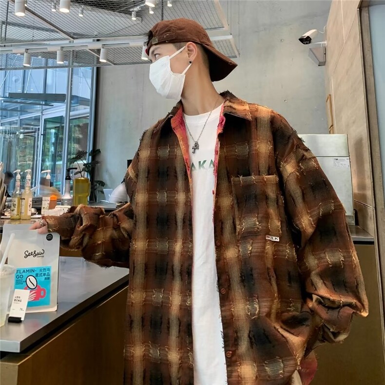 男秋季新款长袖格子布双面穿夹克外套C4531-P70,男装夹克,星座1109-3