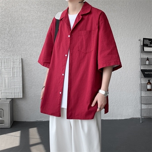 8XL-M亚麻短袖衬衫男夏薄款宽松休闲百搭大码半袖衬衣DC28002P50图片