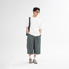 南夏乔装2025夏季新款日系简约纯色亨利领短袖复古潮流宽松T恤男，男装T恤，电商S006（B521）
