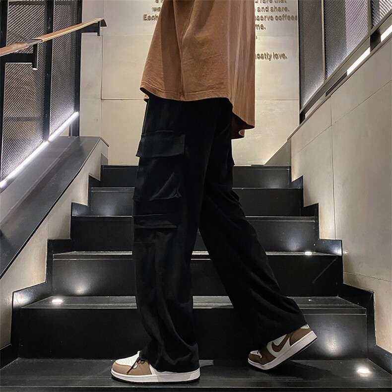 灯芯绒工装裤男秋冬季潮牌阔腿休闲长裤直筒宽松裤男款K0293-P40,男装休闲裤,星座308B-1