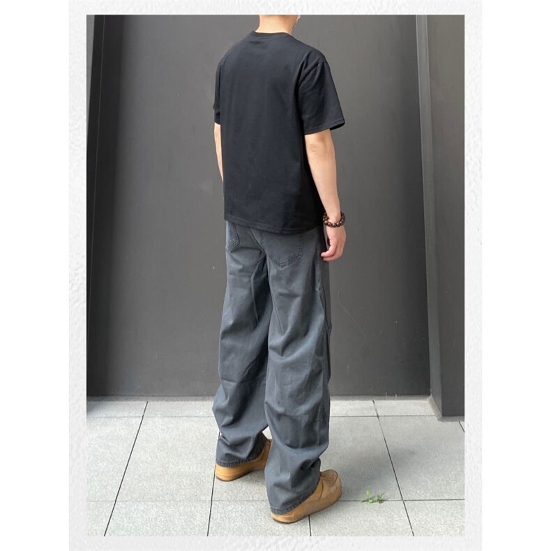 美式高街弯刀休闲裤设计感褶皱潮流宽松阔腿工装裤K90056-P50网图,男装工装外套,电商B245