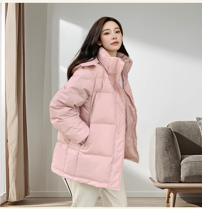 冬季新款羽绒服女装外套女士短款加厚白鹅绒面包服情侣款羽绒衣，女装羽绒服，灵动羽绒服工厂