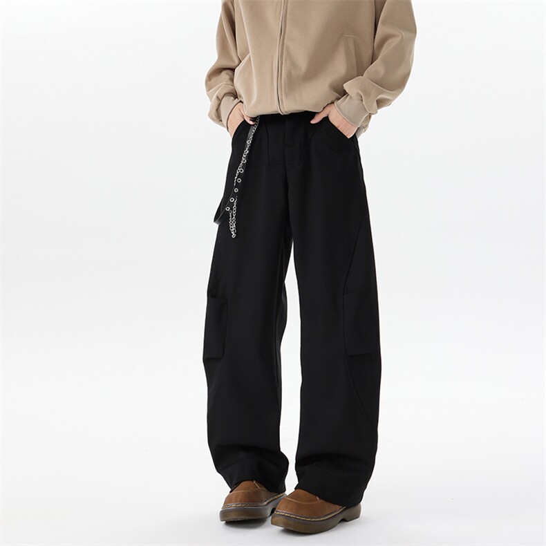 【现货】K9116-P55控78加腰带P65控95镰刀褶皱弧形休闲裤,男装休闲裤,电商D232