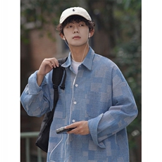TP30现货2026季重磅美式男潮流港风高街韩版牛仔外套衬衣C216，男装衬衫，电商A170