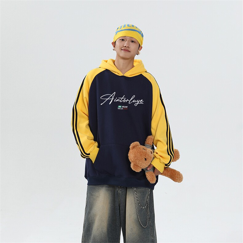 抖音得物高品质支持退换480克全棉加绒加厚宽松织带印花卫衣A0805,男装卫衣,电商A443
