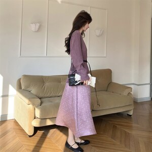 现货！26春新款紫色吊带连衣裙套装-衣珂纱朗-2D044图片