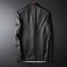 秋冬男士皮衣PU皮西服修身外套商务休闲西装7218P195，男装皮衣，电商D225