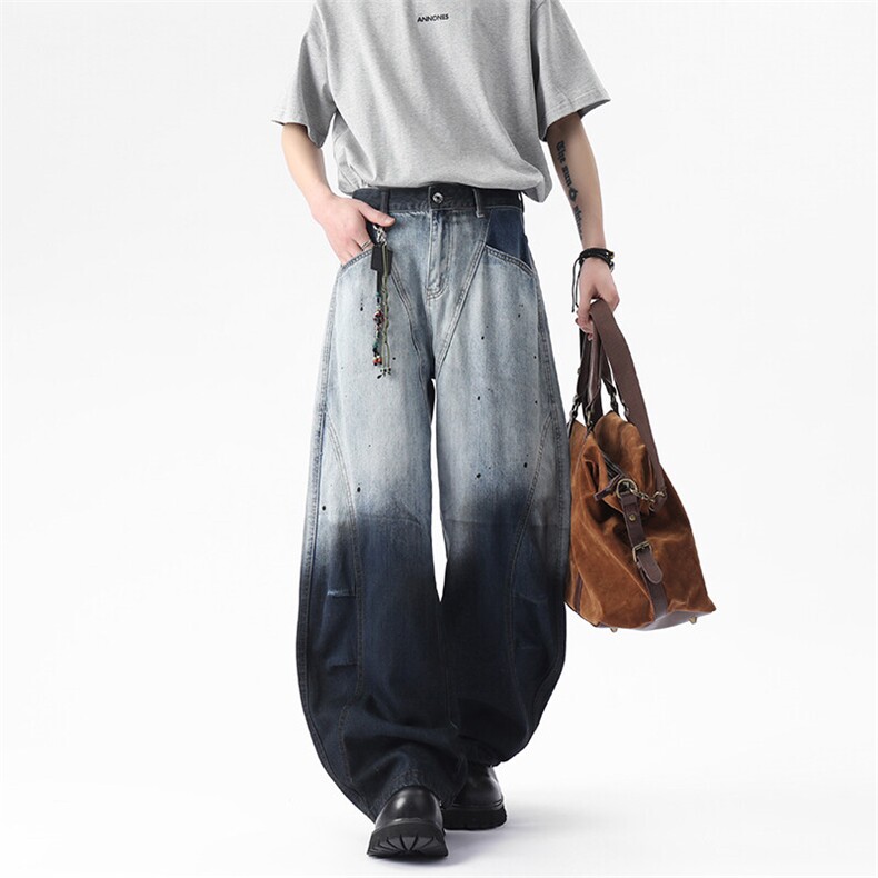 WD920-风格店数据款渐变洗水弯刀牛仔裤(P65X98)4,男装牛仔裤,电商C315