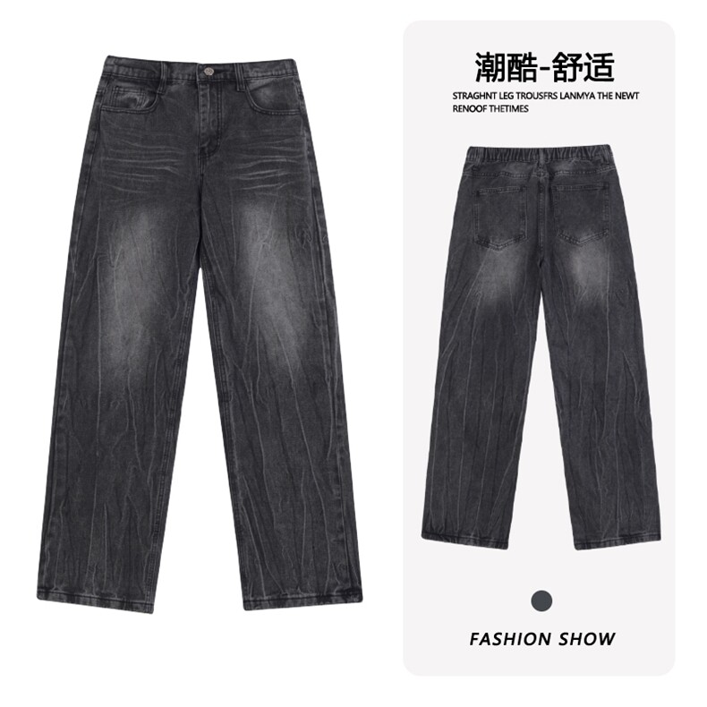 B221 美式ins暗黑高街重工艺修身微喇牛仔裤 LK25547-特P45控78图片