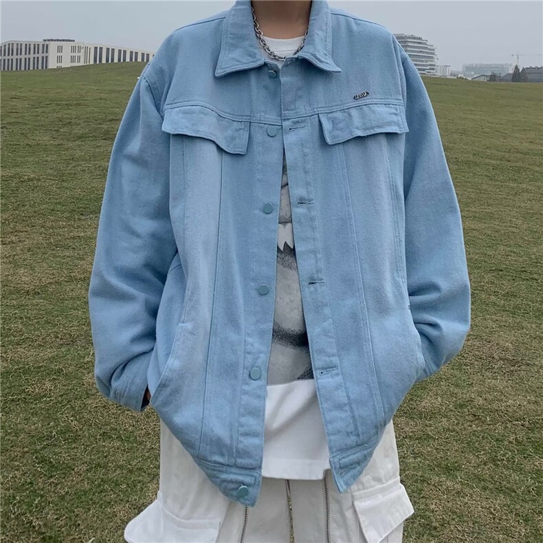 美式高街牛仔外套男春秋季ins潮牌渐变扎染hiphop宽松夹W4681-P68,男装工装外套,星座412