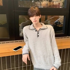 M192-P60美式复古假两件翻领毛衣女新款学院风慵懒高级感，男装针织衫/毛衣，电商B323A
