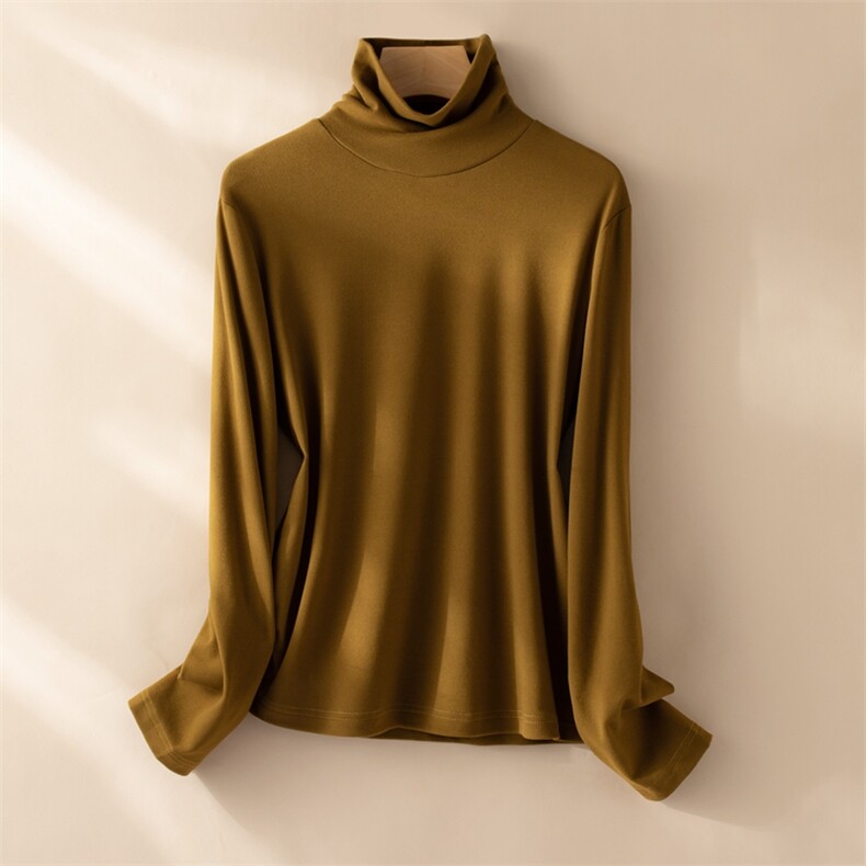 时尚堆堆领女士秋冬保暖打底衫德绒面料舒适显瘦百搭必备,女装卫衣/绒衫,绒宛羊绒