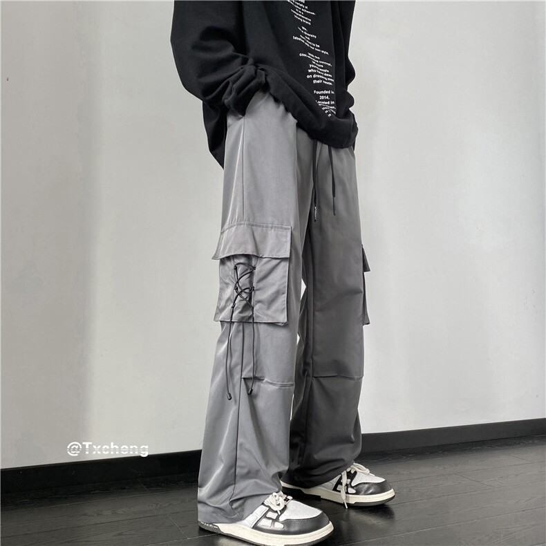 2023秋季新款机能风潮流抽绳口袋宽松工装裤B315-K23467-p55控78,男装休闲裤,电商B315