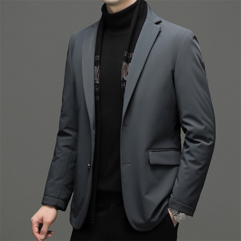 新款西装领加厚保暖羽绒服男士冬季中年商务休闲可脱卸领男装外套,男装羽绒服,电商B212（原钱塘6029）