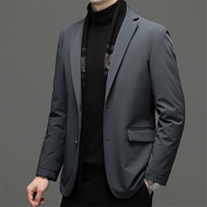 新款西装领加厚保暖羽绒服男士冬季中年商务休闲可脱卸领男装外套，男装羽绒服，电商B212（原钱塘6029）