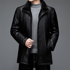 AL28001男式冬季头层绵羊皮水貂内胆派克服皮衣男夹克P1900,男装皮衣,电商B360
