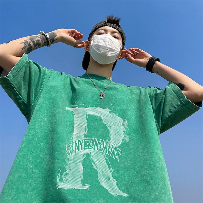 量大优可供抖音视频支持得物品质配合二开美式水洗短袖t恤SX105,男装T恤,电商A486