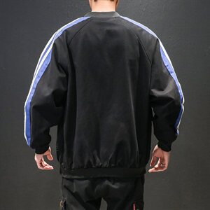 2021马切达大码秋季新日系潮牌男棒球领条纹宽松夹克J956-P75图片