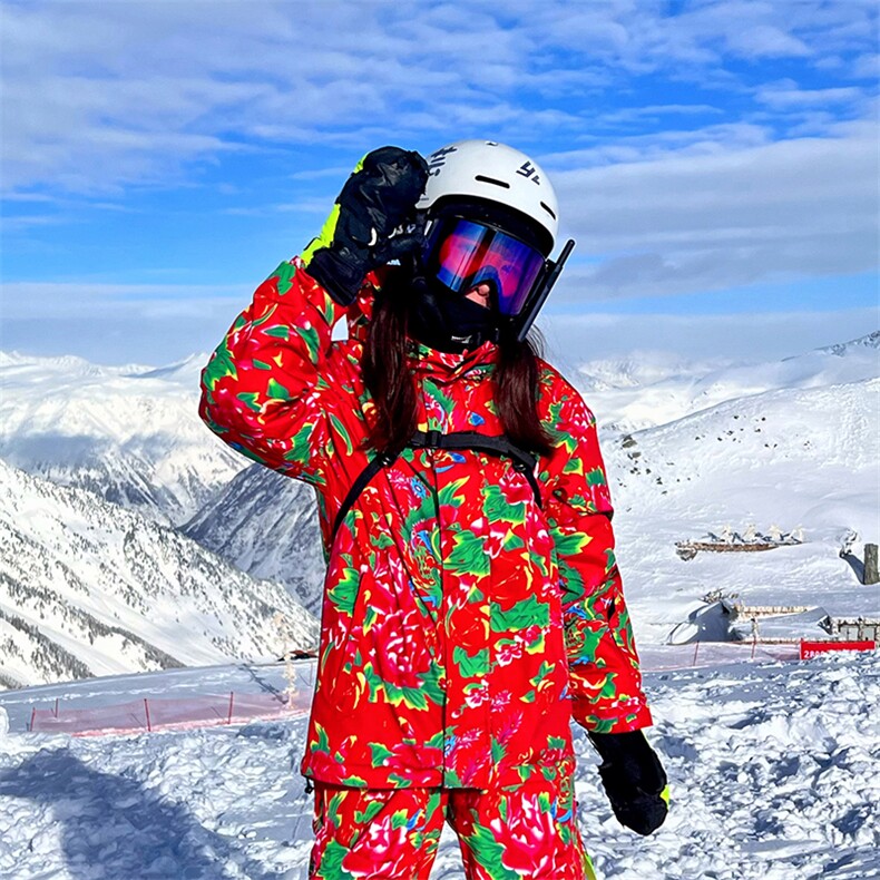 24冬潮东北大花袄民族风单板防水滑雪服男加绒加厚外套HF37-P175，男装棉衣，电商A001-1