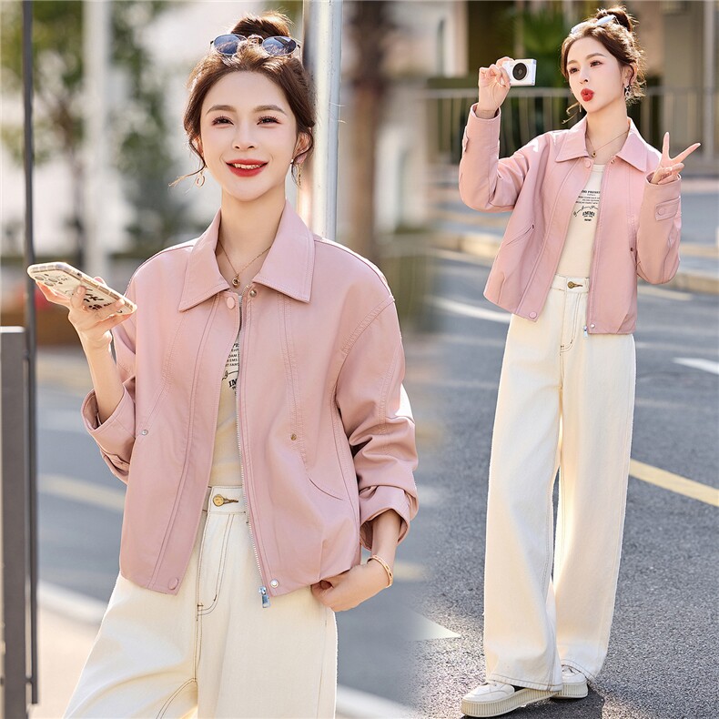 2026年春季新款现货休闲时尚皮衣外套品质女装，女装皮衣，臻衣坊