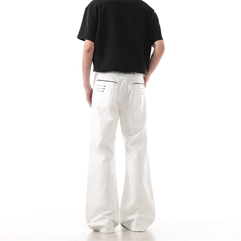 903-NB293-P78S-XXL【白色黑色】黑白刺绣线原牛微辣牛仔裤男3,男装牛仔裤,星座903