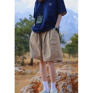 工装短裤男潮流卡其色纯棉裤子男款夏季男生休闲裤五分裤 DK11图片