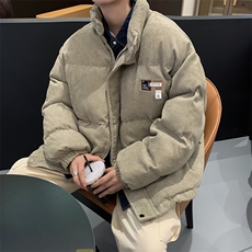 灯芯绒立领加厚棉衣男冬季潮牌宽松羽绒棉服保暖棉袄W7980-P82，男装棉衣，星座512-4