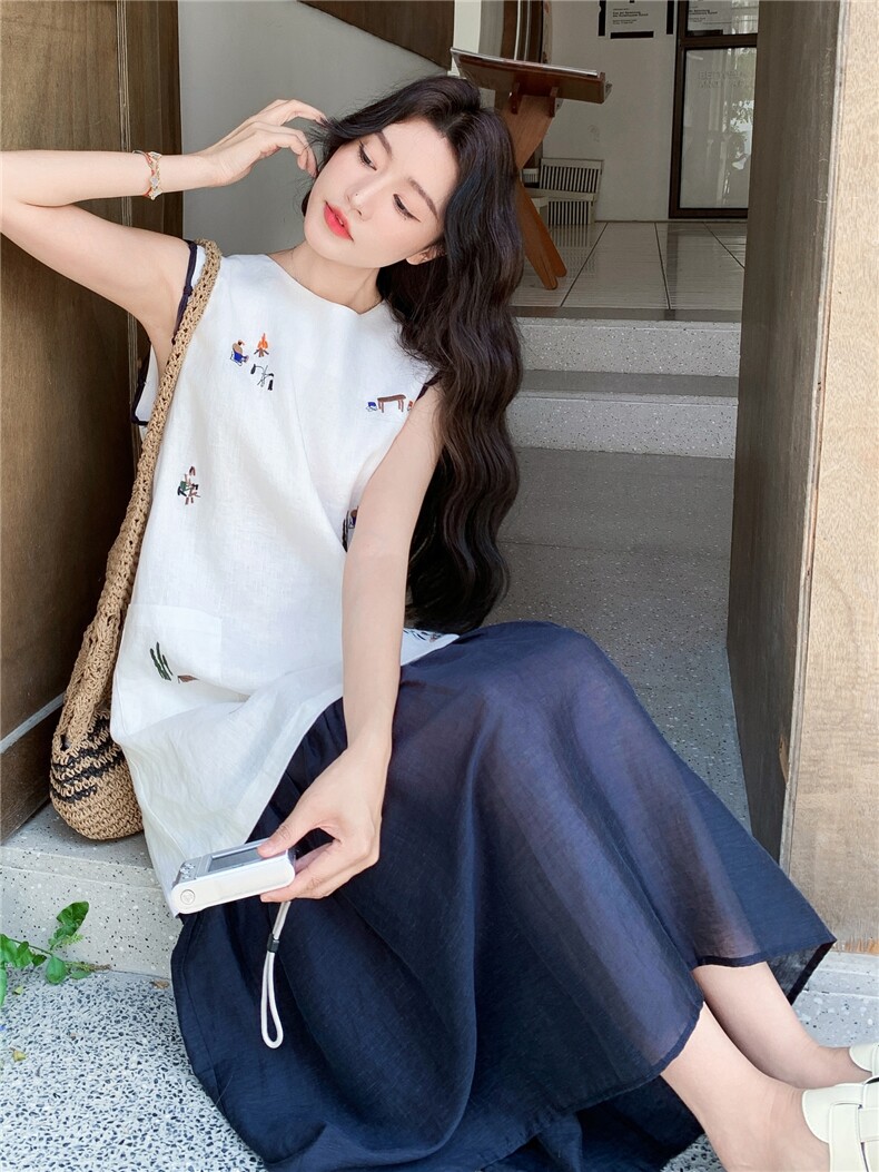 洋气刺绣连衣裙女2025夏季新款女装裙子,女装连衣裙,慧尚2-185