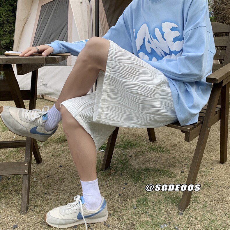 2024夏季垂感褶皱冰丝短裤五分裤313A-1-KK275-P45控价58,男装休闲裤,星座808A-1