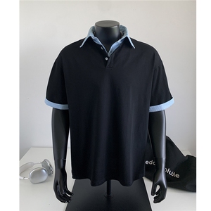 25夏装新品 假两件衬衫领短袖T恤POLO衫翻领上衣男 H1077 特P38图片